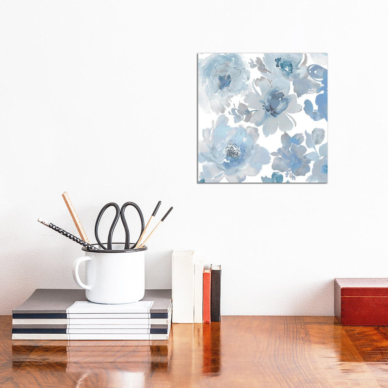 Springtime Blue And Silver II by Kelsey Morris - Wrapped Canvas Painting, 30.48 cm H x 30.48 cm W