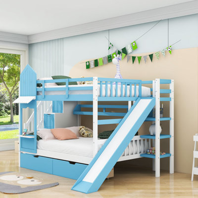 Smolan 2 Drawer Standard Bunk Bed with Shelves by Harriet Bee by Harper Orchard