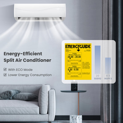 Costway 12000 BTU Ductless Mini Split Air Conditioner for 750 Square Feet with Heater