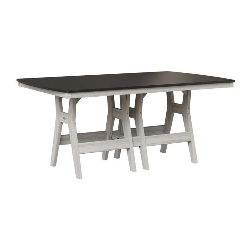 Table de bar rectangulaire 72 po Berlin Gardens Harbor, Noir martelé, Coquillage, H 38,87 po x l 72 po x P 44 po