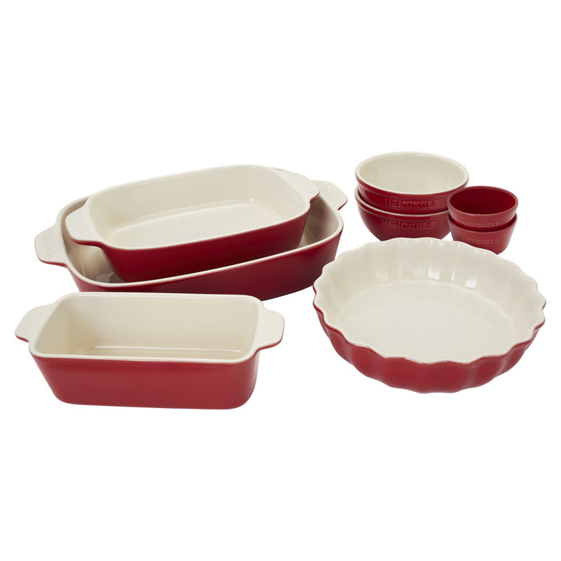 Ceramic 8 Piece Bakeware Set, Red