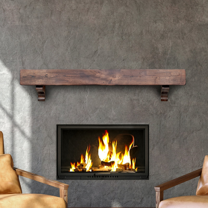 Villa Fireplace Mantel, Brown Wood, 60"