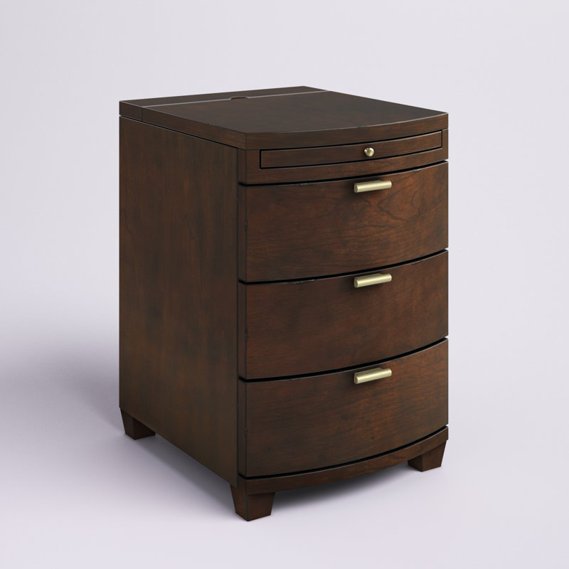 Ajai 3 Drawer End Table with Storage and Built-In Outlet -Espresso finish
