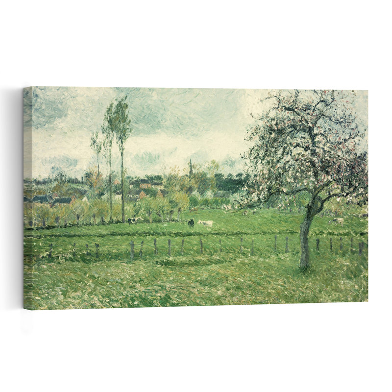 Prairie d'Eragny, 1885 - Impression d'art abstrait impressionniste contemporain représentant un paysage naturel