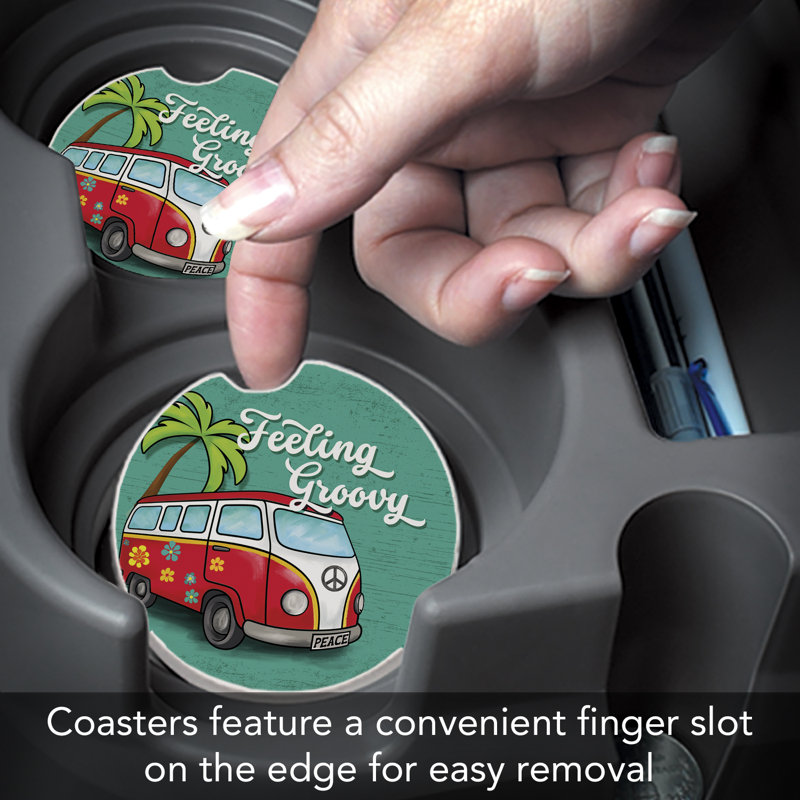 Ensemble de 2 sous-verres de voiture Feeling Groovy Bus