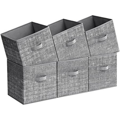 Storage Cubes, 11.8-Inch Non-Woven Fabric Bins With Double Handles, Set Of 6, Closet Organizers For Shelves, Foldable, For Clothes, Cattail Gray