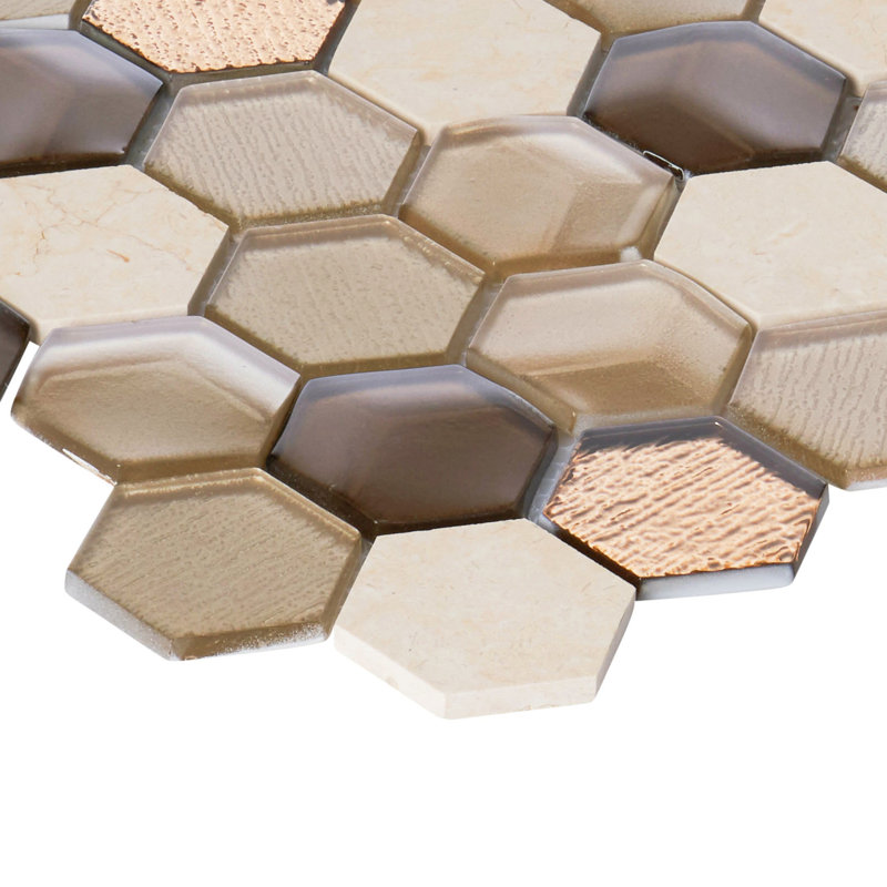 Emperador Marble Mosaic Sheet Tile, Brown/Beige