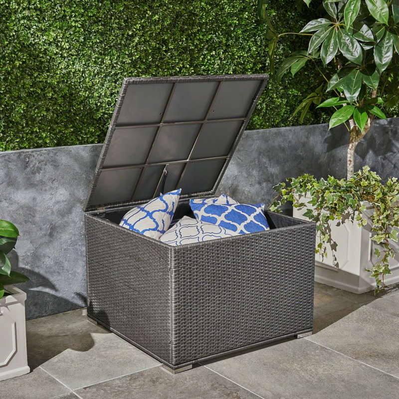 Grey Patio Storage With Solid Iron Frame, 32.52 In. Depth X Width 23.9 Height, Outdoor Feature Frame In , In., Enhancement