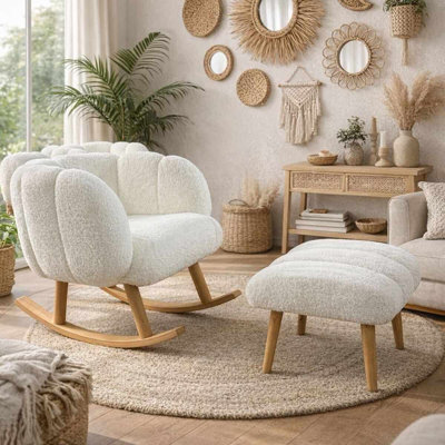 Wing Chair & Pouffe Set (2 Pieces)
