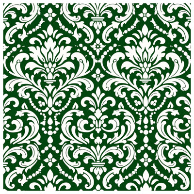 Tapisserie murale vert et blanc damassé