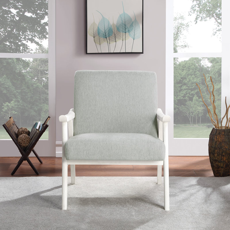Méridienne en polyester de 27,25 po de largeur Albury, 100 % polyester fumée, Blanc