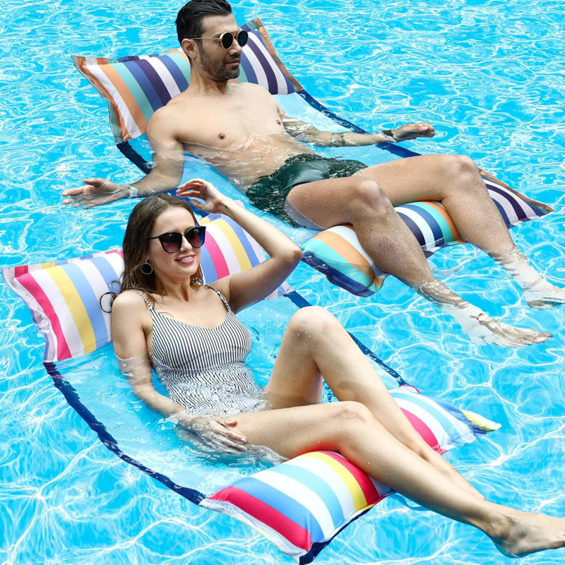 Fabric Pool Hammock Floats,  Inflatable Multi Purpose Water Hammocks Floaties (Saddle,  Chair, Hammock, Drifter), Pool Float  For Adults