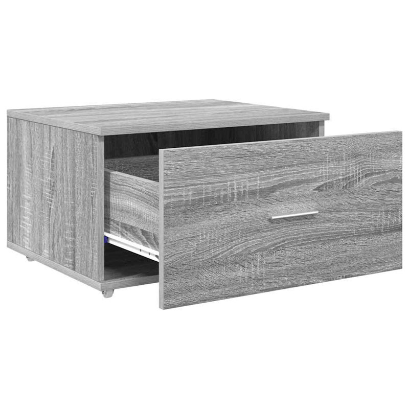 Drawer Cabinet with Wheel Storage Modern Furniture Solution Rectangular, Grey Sonoma