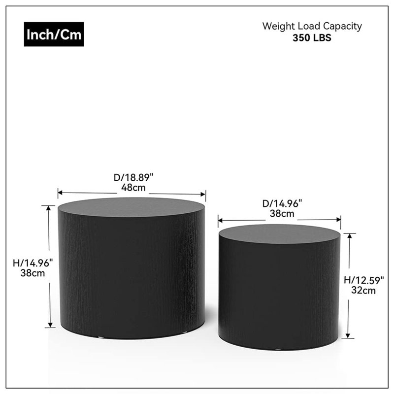 Solid Wood Top End Table, Black