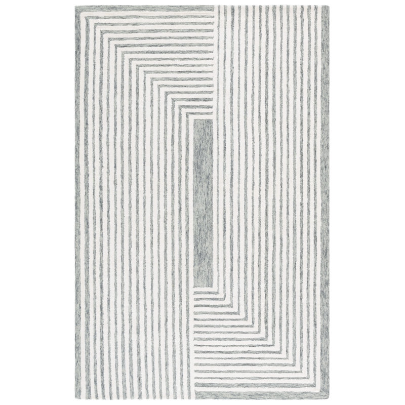 Metro 389 Hand Tufted 80% Wool; 20% Cotton Geometric Rug, Rectangle 8' x 10'