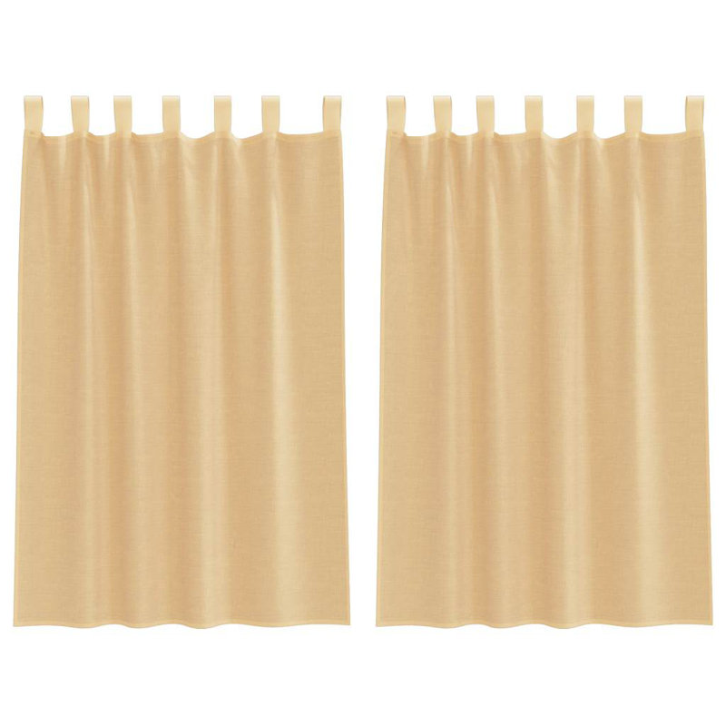 Voile Curtains With Rod Pockets 2 Pcs, 140cm Width x 175cm Drop, Sand