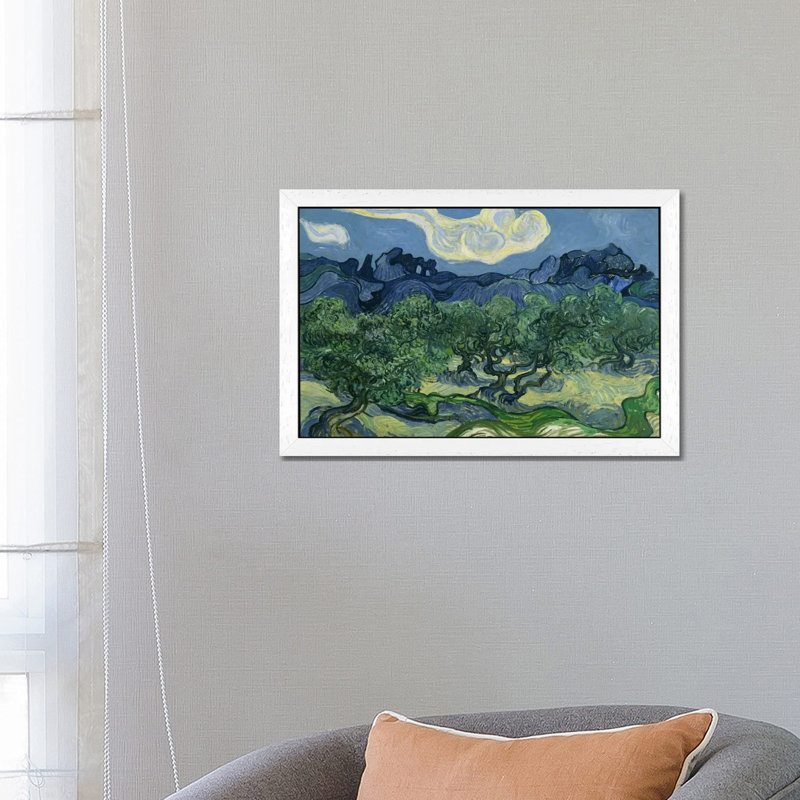 Olive Trees With The Alpilles In The Background by Vincent Van Gogh - Painting on Canvas, 66.04 cm H x 45.72 cm W