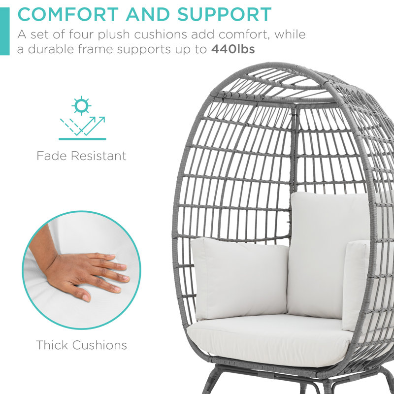 Wicker Outdoor Lounge Chair, Gray, Cream