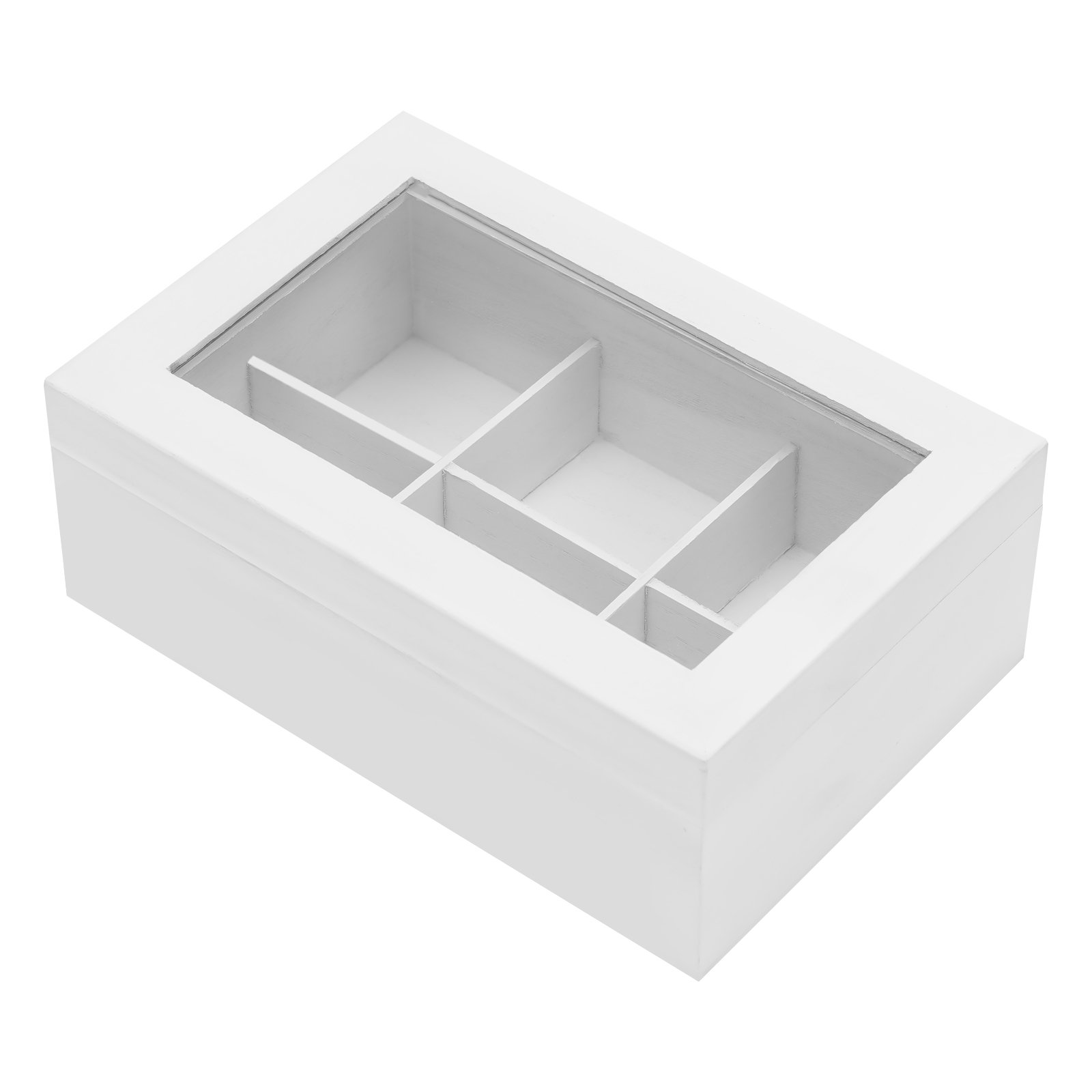 JOYDING 9.45" 6 Grid Tea Bag Holder Wooden Tea Box Organizer With Clear