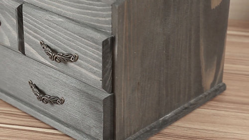 Burnt Brown Wood Vanity Organizer Rack with 4 Storage Drawers for