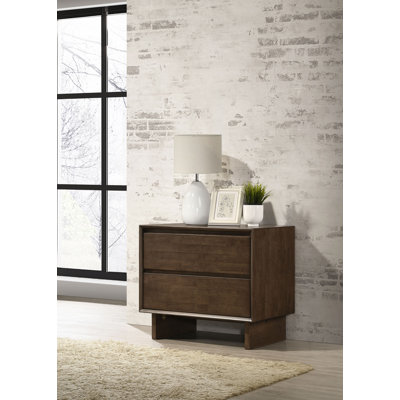 Table de chevet 2 tiroirs brun chaud