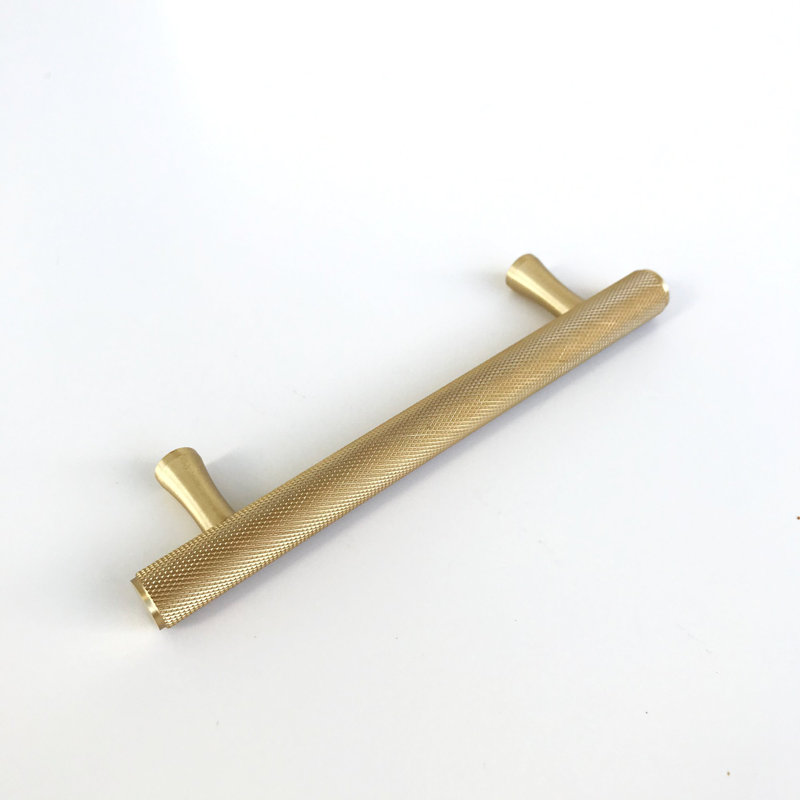 Texture 3-3/4" Center to Center Solid Cabinet Handle, Brushed Brass