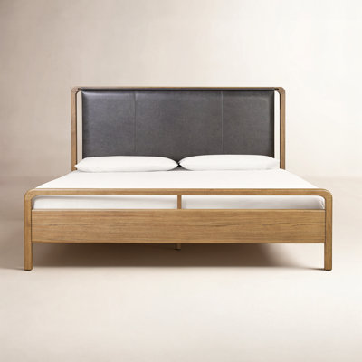 Karsten Genuine Leather and Oak Bed