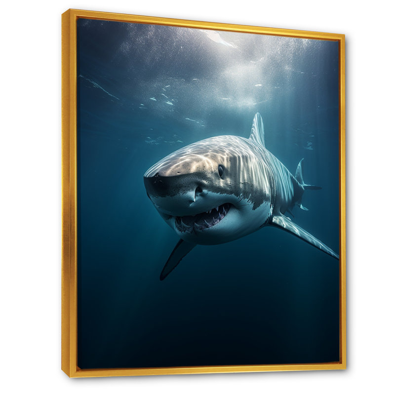 " Blue Shark Apex Predator Photo I ", Gold Floater Framed, 20" H x 12" W x 1" D