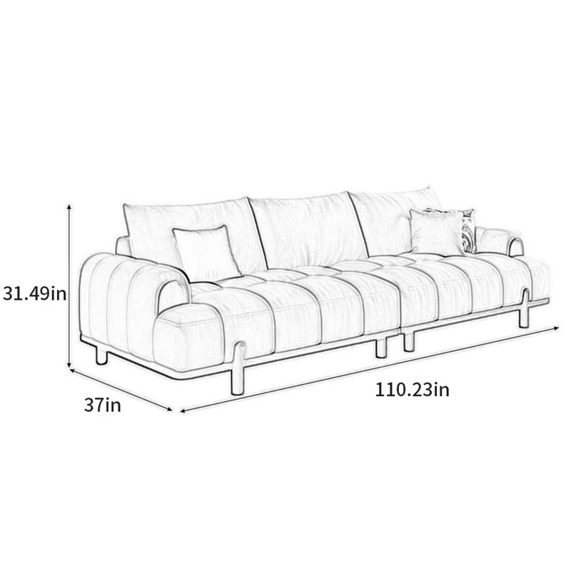 Canapé moderne de style français, H 31,49 po x l 110,23 po x P 37 po, 3