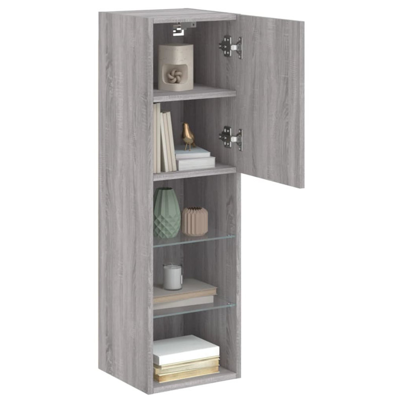 Olline Unfinished TV Stand for TVs up to 28" with Fireplace Included, Grey Sonoma, 163