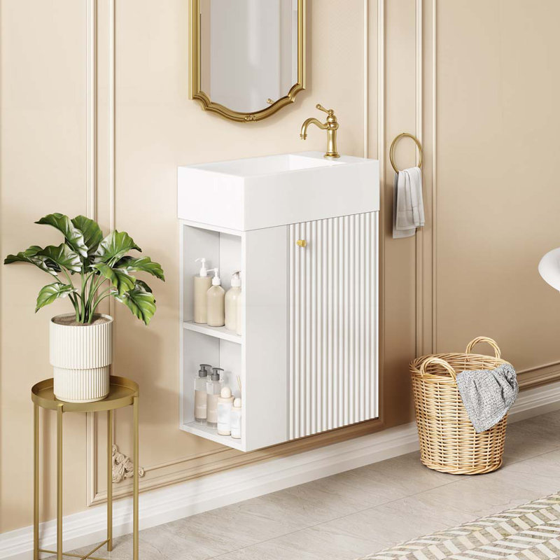 Meuble-lavabo flottant avec lavabo en résine