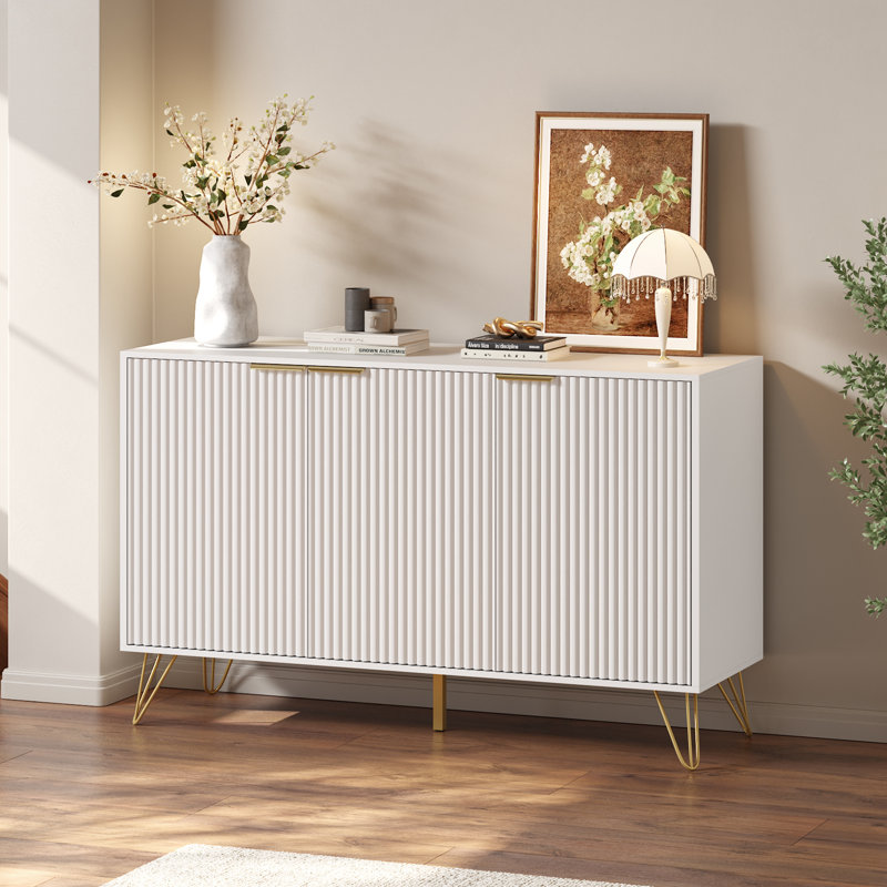 Camilo 47‘’ Sideboard Storage Cabinet With Fluted Design, White