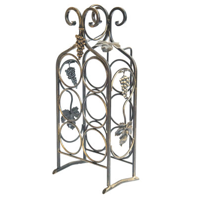Camelot 6 Bottle Floor Wine Bottle Rack in Gold