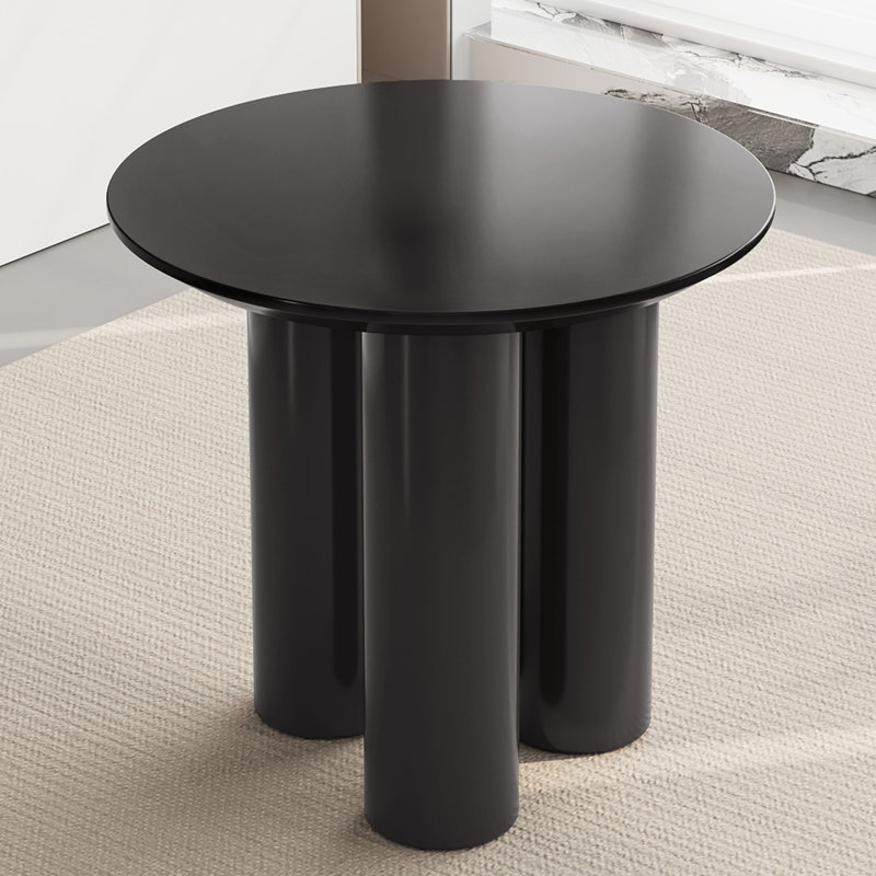 Round Dining Table Kitchen Table, 29.72"H x 30"L x 30"W, Black