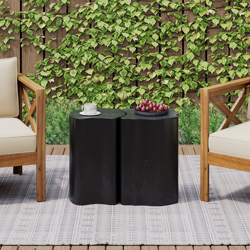 Table de bout de patio 2-en-1 MGO, Noir