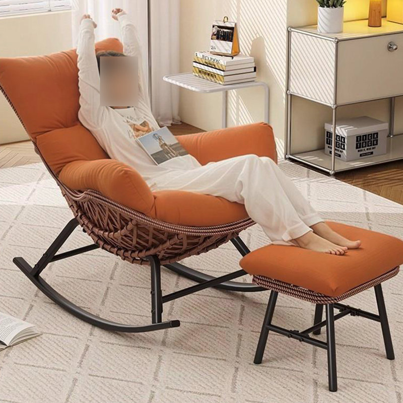 Chaise berçante décontractée Home, Orange, Brun foncé