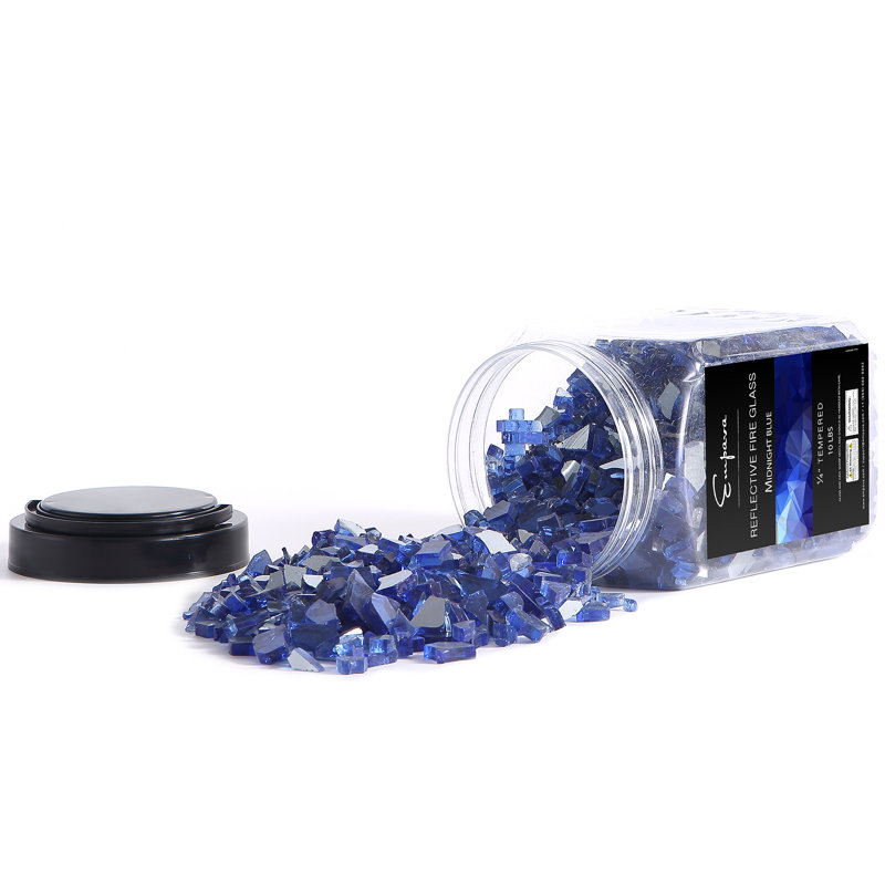Empava 10 lb Verre trempé réfléchissant 1/4 de pouce, pour foyer au gaz, Bleu minuit, 1/2-in