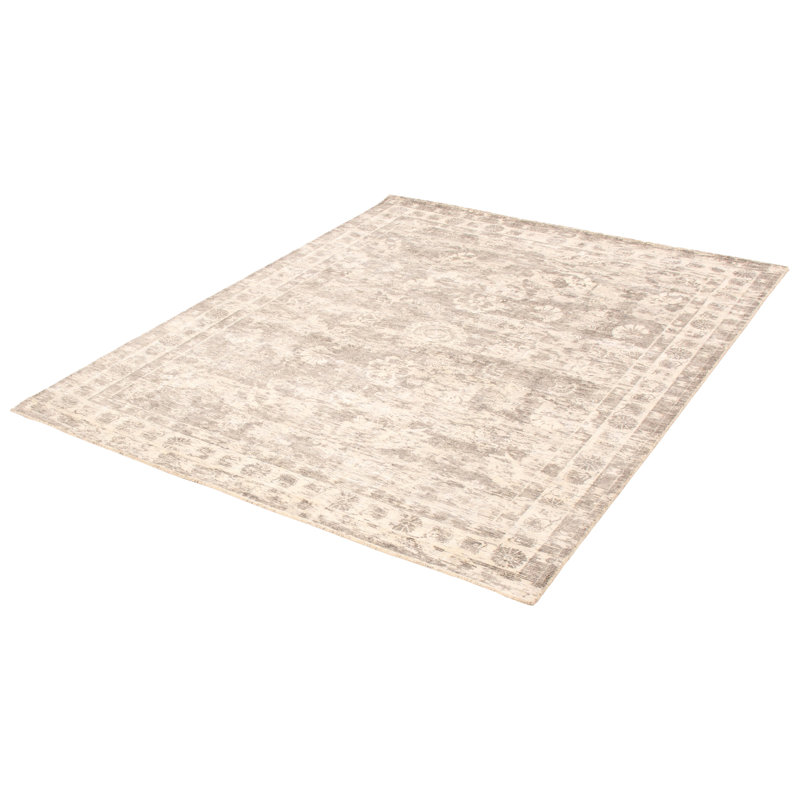 Tapis gris abstrait noué à la main