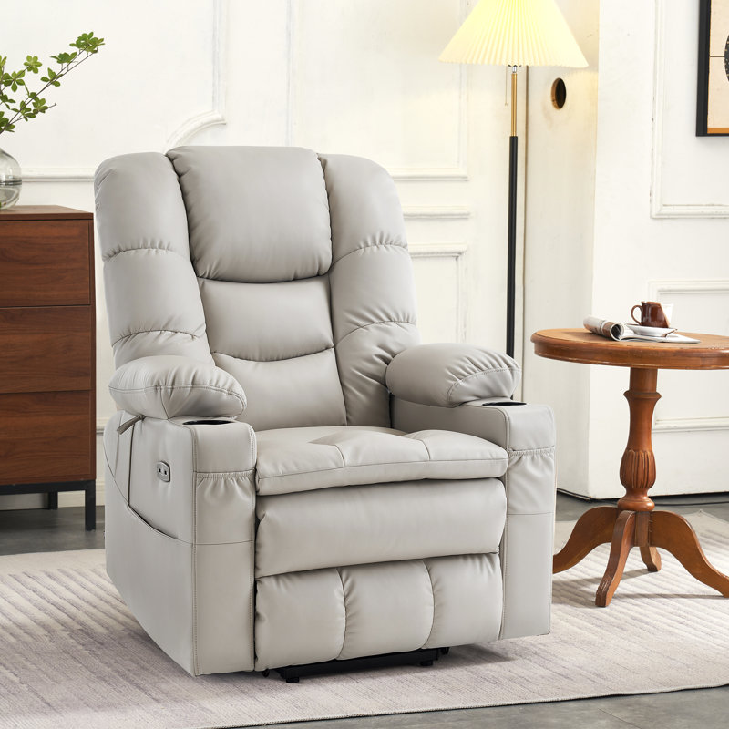 Platz Lift Assist Recliner with Massager, Light Grey 