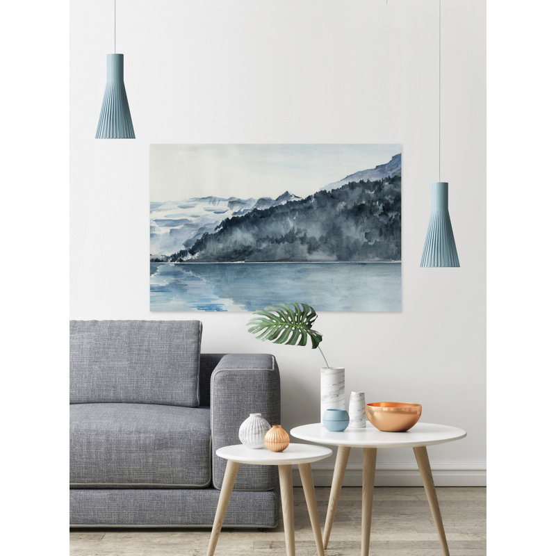 «Toward the Island», peinture à l'aquarelle, H 40 po x l 60 po x P 1,5 po, Toile tendue