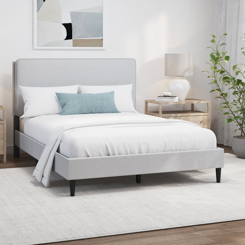 Bobrow Upholstered Bed, Light Gray, Full 