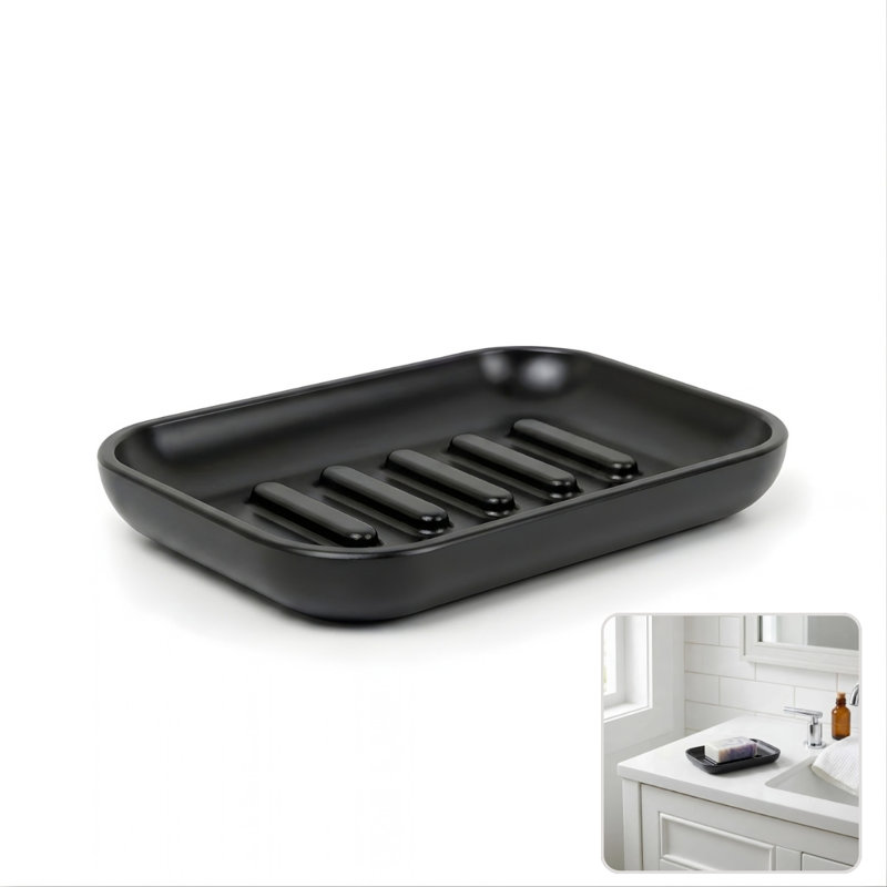 Alabaster Soap Dish, Charcoal (Black)