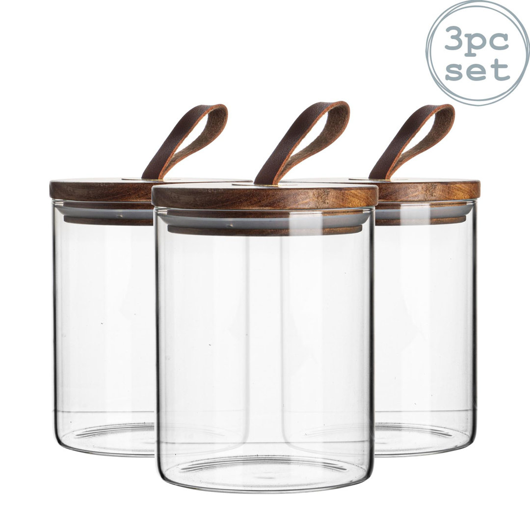 Argon Tableware - Scandi Storage Jar with Leather Loop Lid