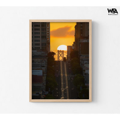 Reproduction d'affiche de coucher de soleil sur San Francisco par london sur le chemin de fer par Bruce Getty, art urbain