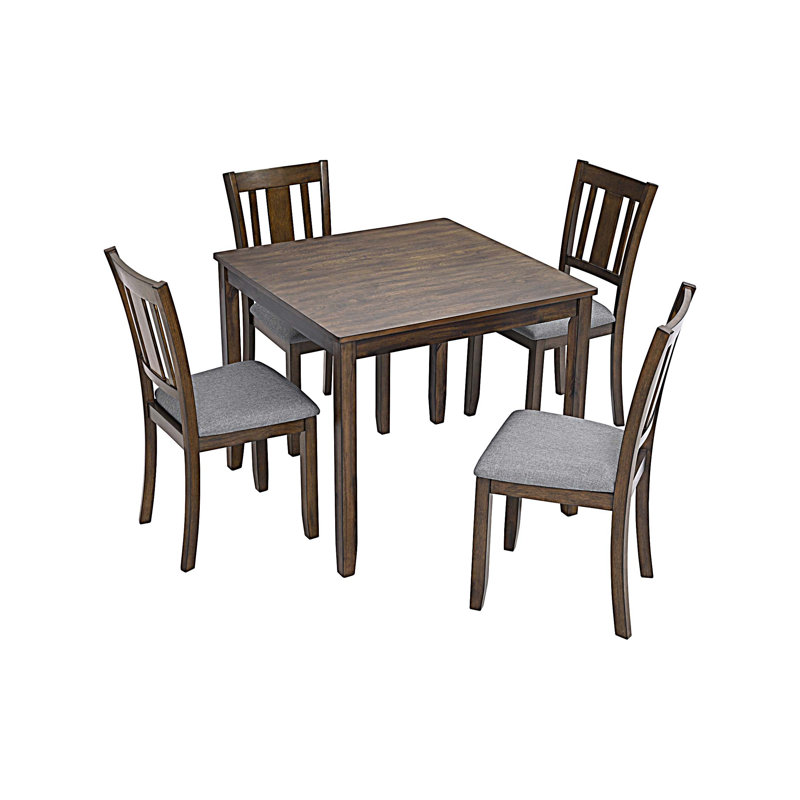 Ensemble de table de salle à manger 5 pièces en bois avec 4 chaises