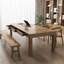 Bureau rectangulaire brun en bois massif avec 6 tiroirs-107834328