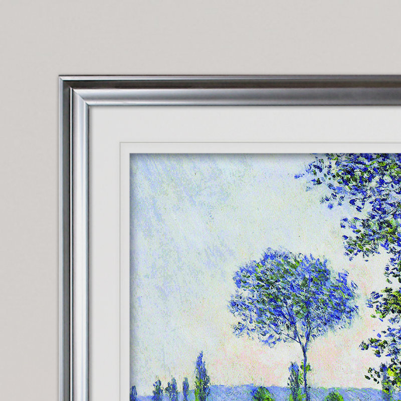 «Field in Spring», reproduction sur toile par Claude Monet, Impression encadrée, H 20 po x l 24 po, Argent argent