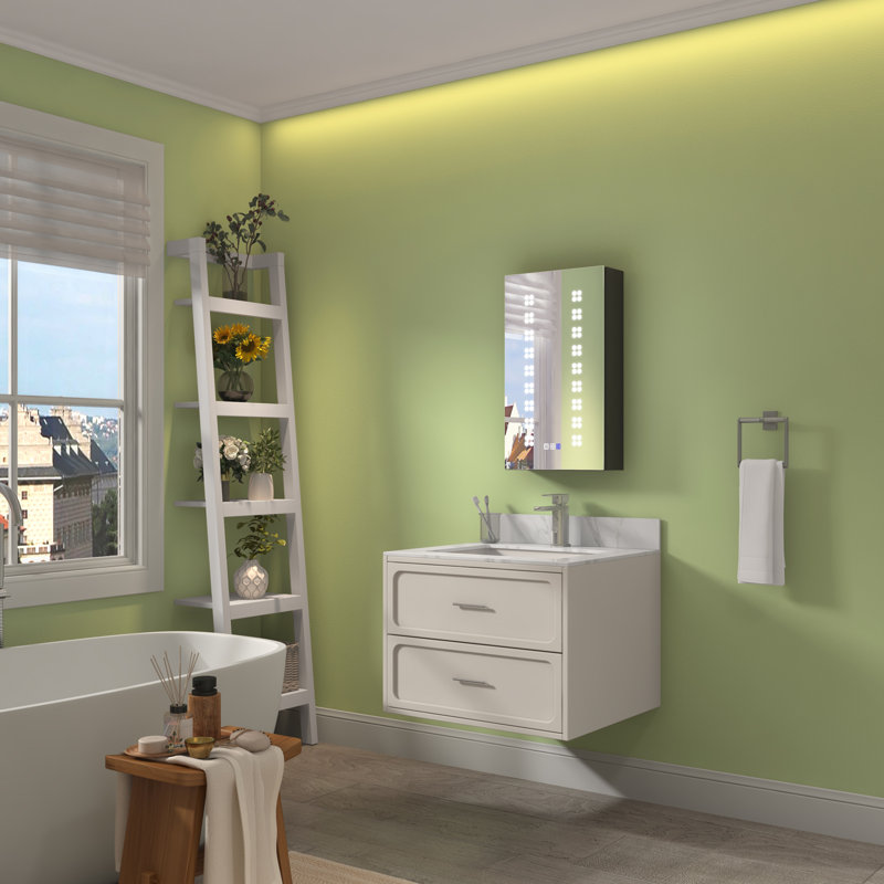 Arrionna Surface Mirrored Bathroom Cabinets with Mirror and 2 Adjustable Shelves, 66cm H x 38cm W x 14cm D, Right