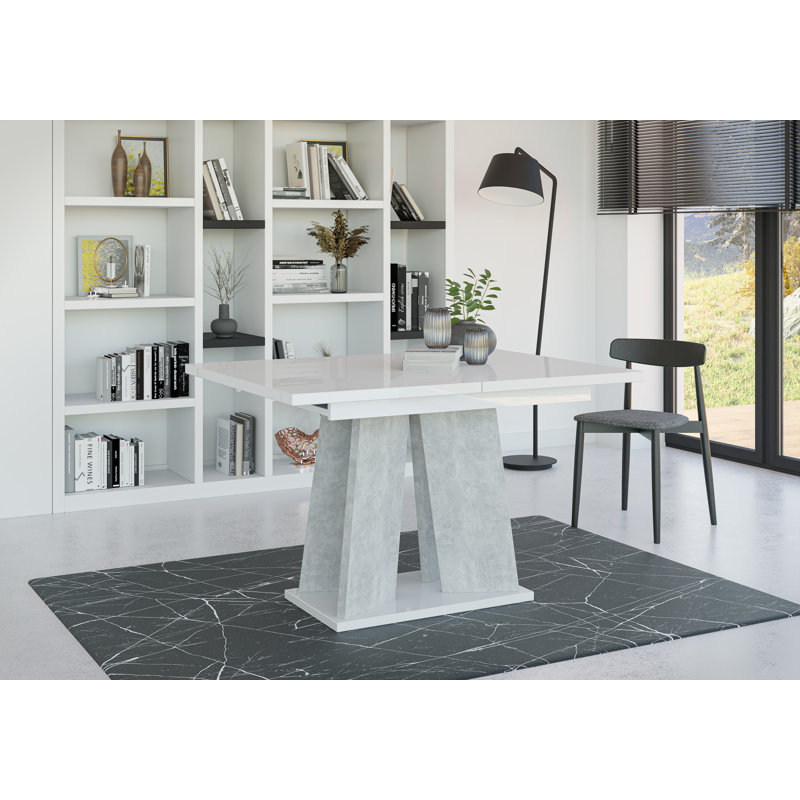 Extendable Dining Table Alekzander, White/Light Grey
