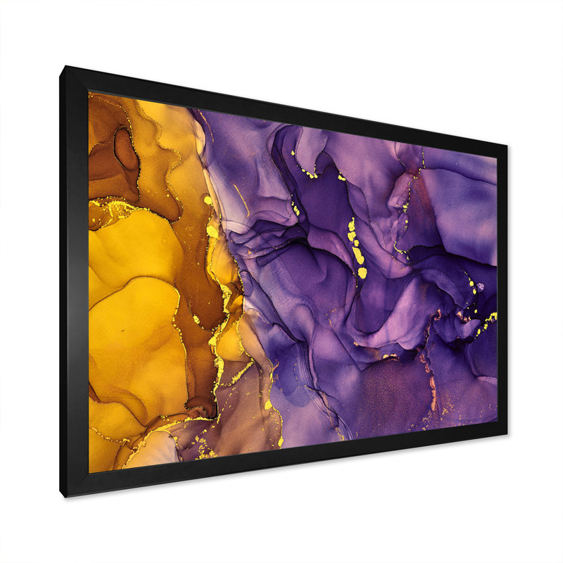 «Mauve et brun», reproduction d'art sur toile abstraite de luxe, H 16 po x l 32 po, Cadre photo noir